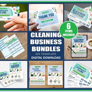 Cleaning Services Business BUNDLE! Commercial and Residential Cleaning Business Card, Flyer & Cleaning Checklist Template |Business Handout