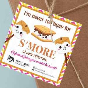S'MORES Real Estate Pop by Tags, Thanks for your Referrals, Smore Referrals, Summer Real Estate Tag, Real Estate Marketing,
