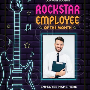 EDITABLE Rockstar Employee of the Month Certificate | Employee ...