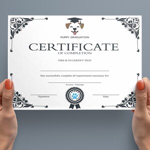 PRINTABLE Blank PDF, Puppy Dog Graduation Certificate Template, Puppy ...