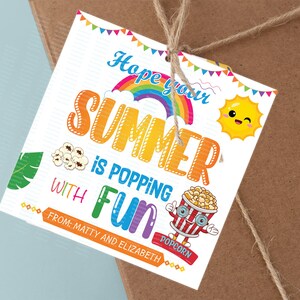 Editable Summer Gift Tag, Hope Your Summer is Popping with Fun Gift Tags