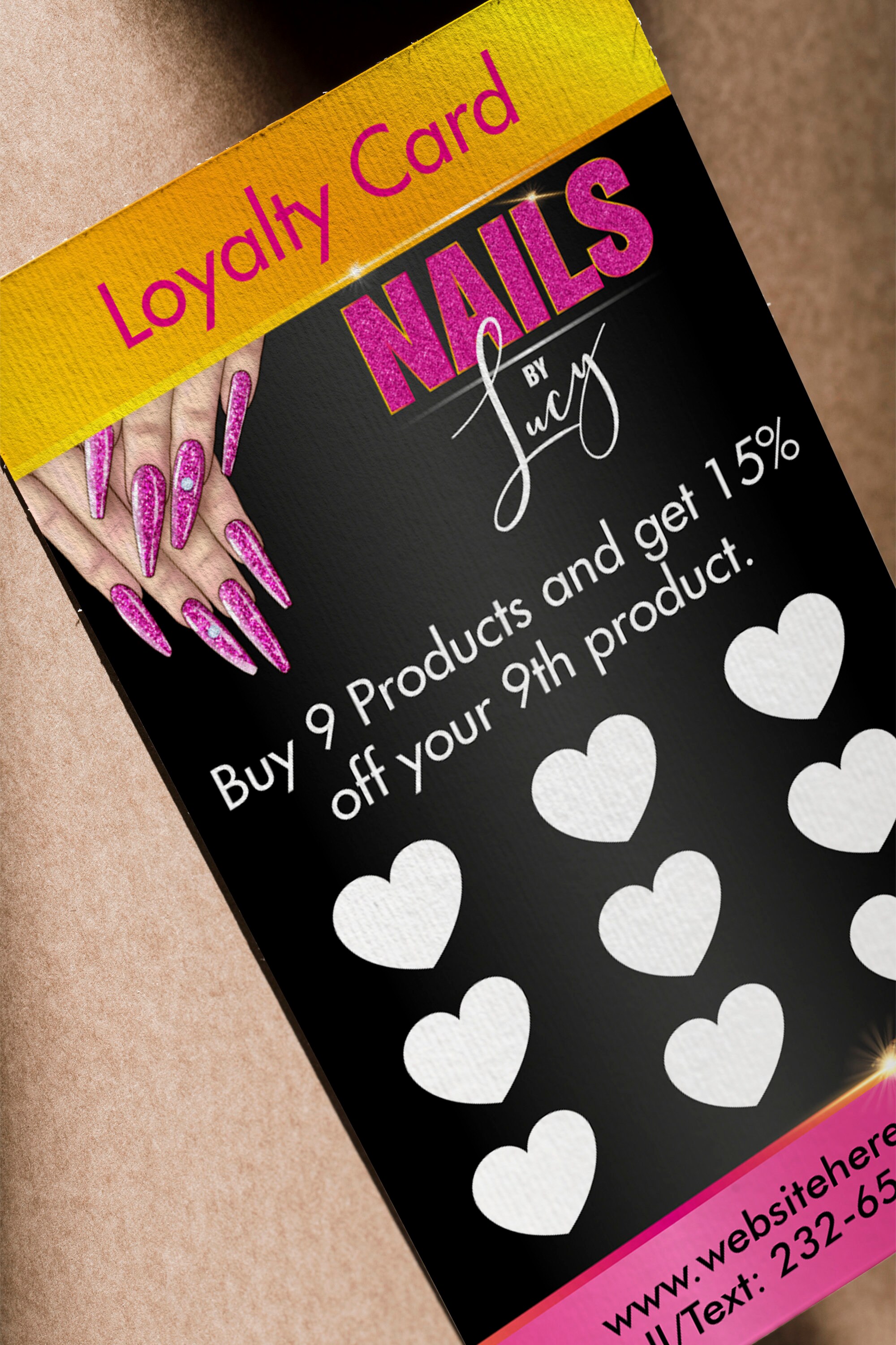 Nail Salon Loyalty Card Template Nail Tech Loyalty Cards Etsy