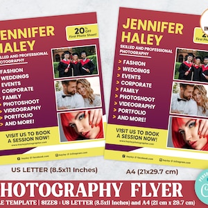 Editable Photographer Flyer Template, Photography Brochure, Photography Flyer, Photography Pamphlet, Marketing Template for Photographer