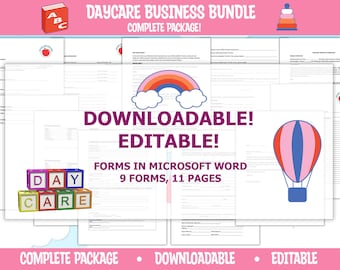 Amazing Daycare Business Forms BUNDLE, Daycare Provider Startup Business in a Box, Daycare Contract, Daycare Welcome Letter & FREE Bonus