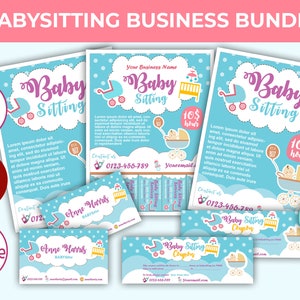 EDITABLE Babysitting Kit, Includes Babysitting Coupon, Babysitter Flyer, Catchy Business Marketing Templates PRINTABLE