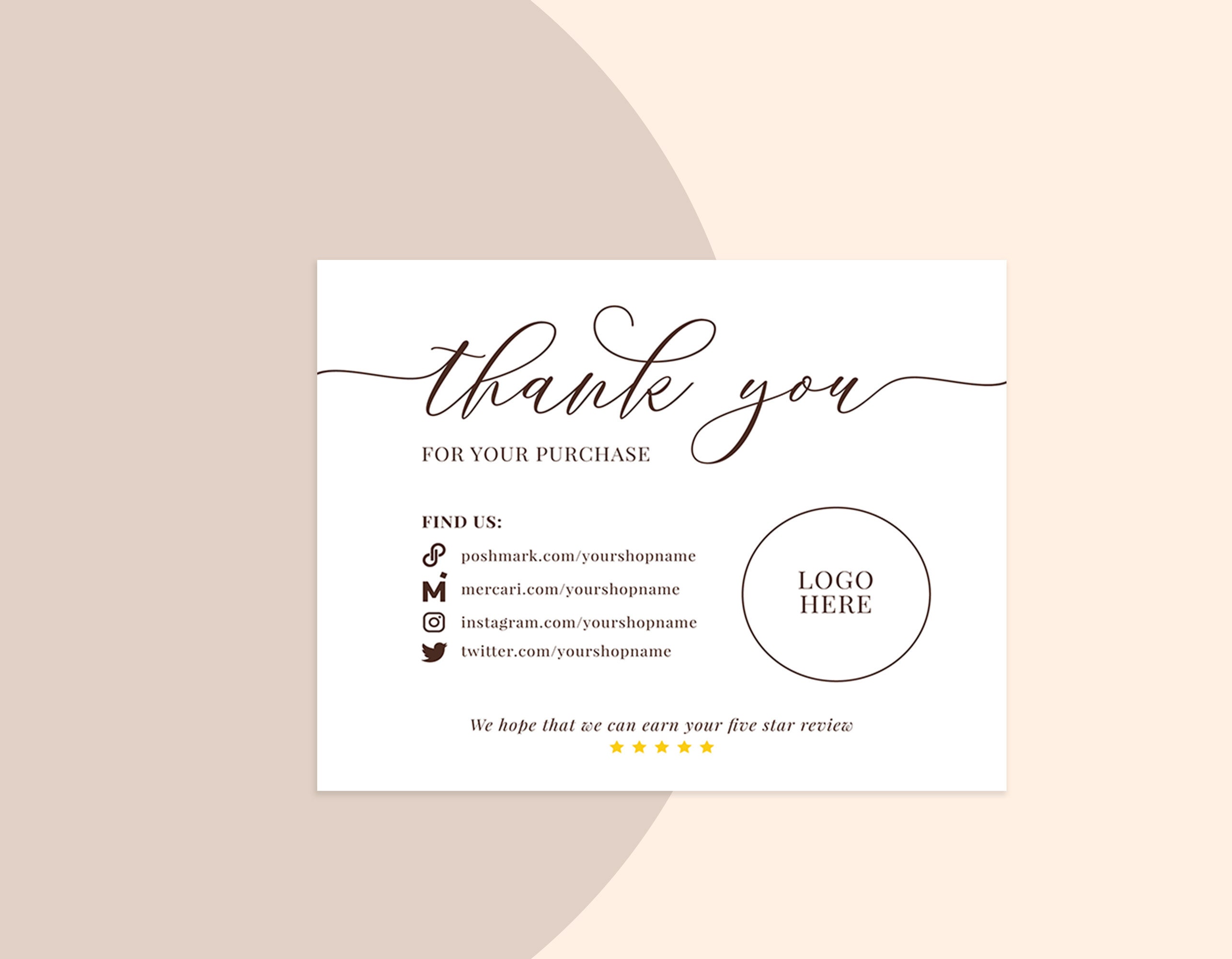 Minimalist Small Business Thank You Cards, DIY Thank You Card for Small ...