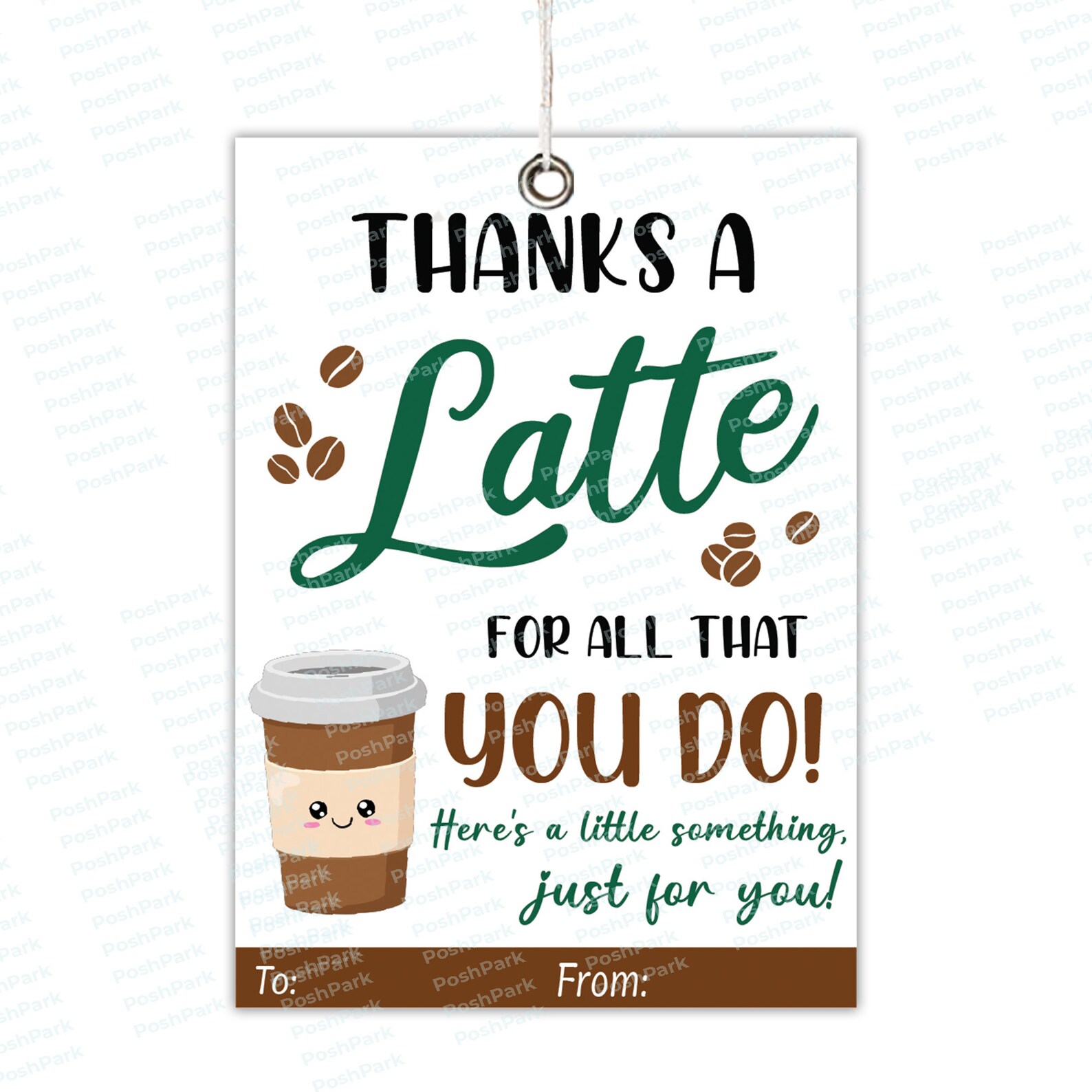 PDF Thanks a Latte Download, Coffee Gift Tag, Printable Appreciation ...