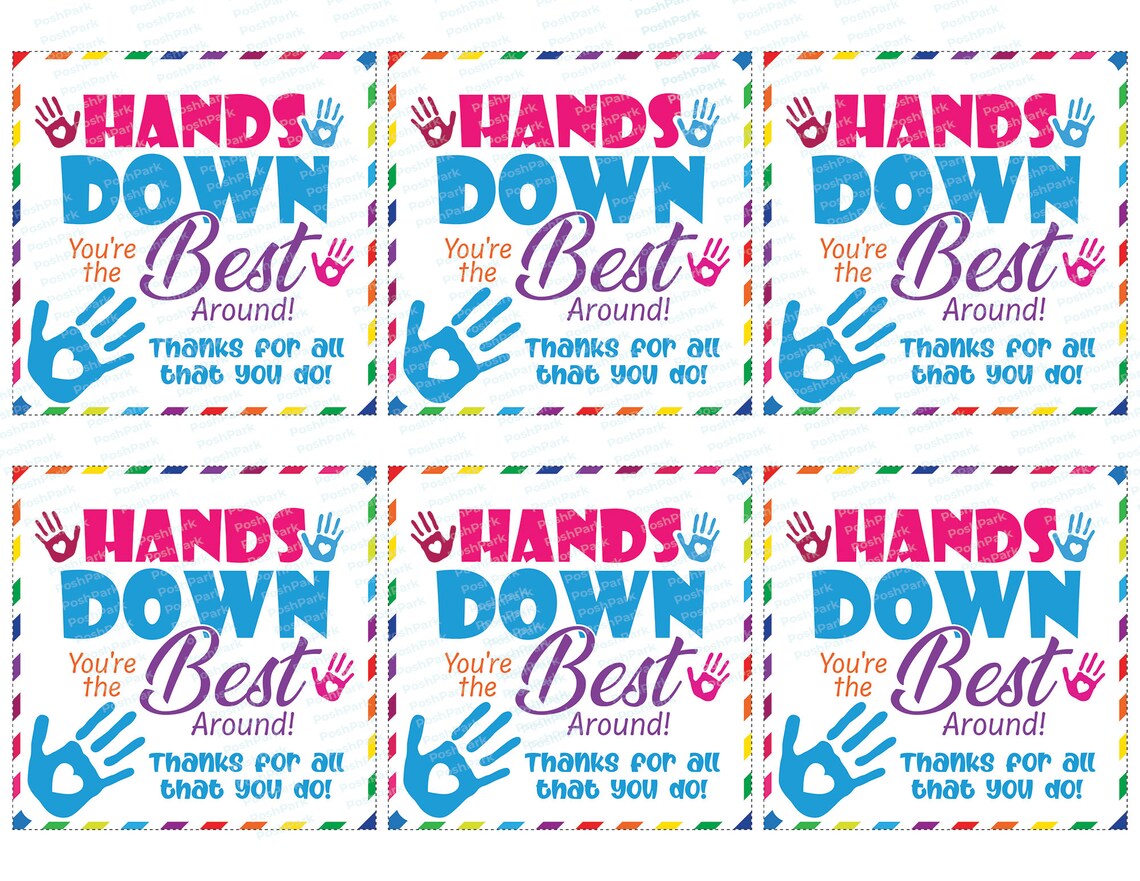 Printable PDF Hands Down You're the Best Around Gift Tag | Etsy