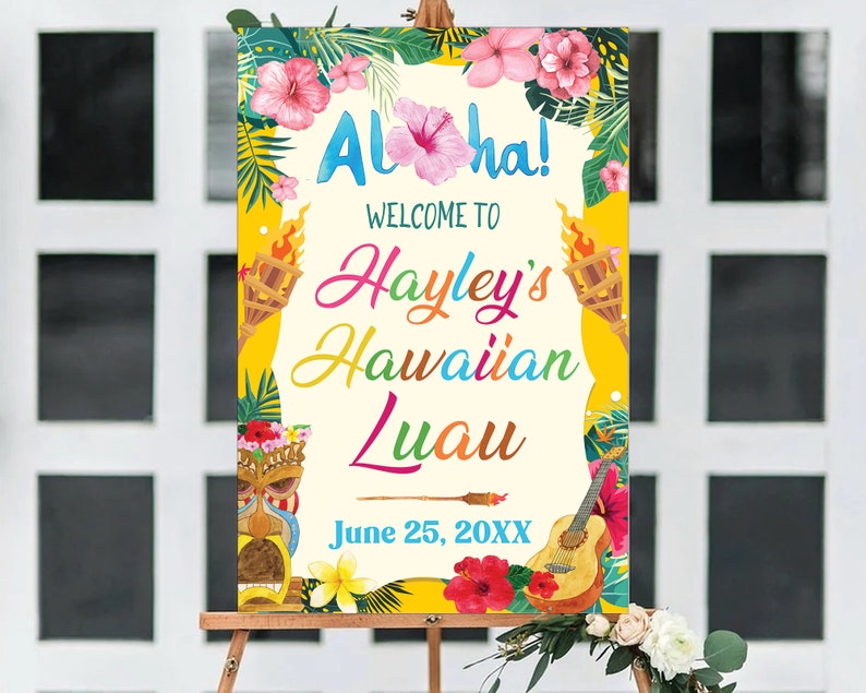 Editable Luau Party Welcome Sign Template Luau Party Signs - Etsy