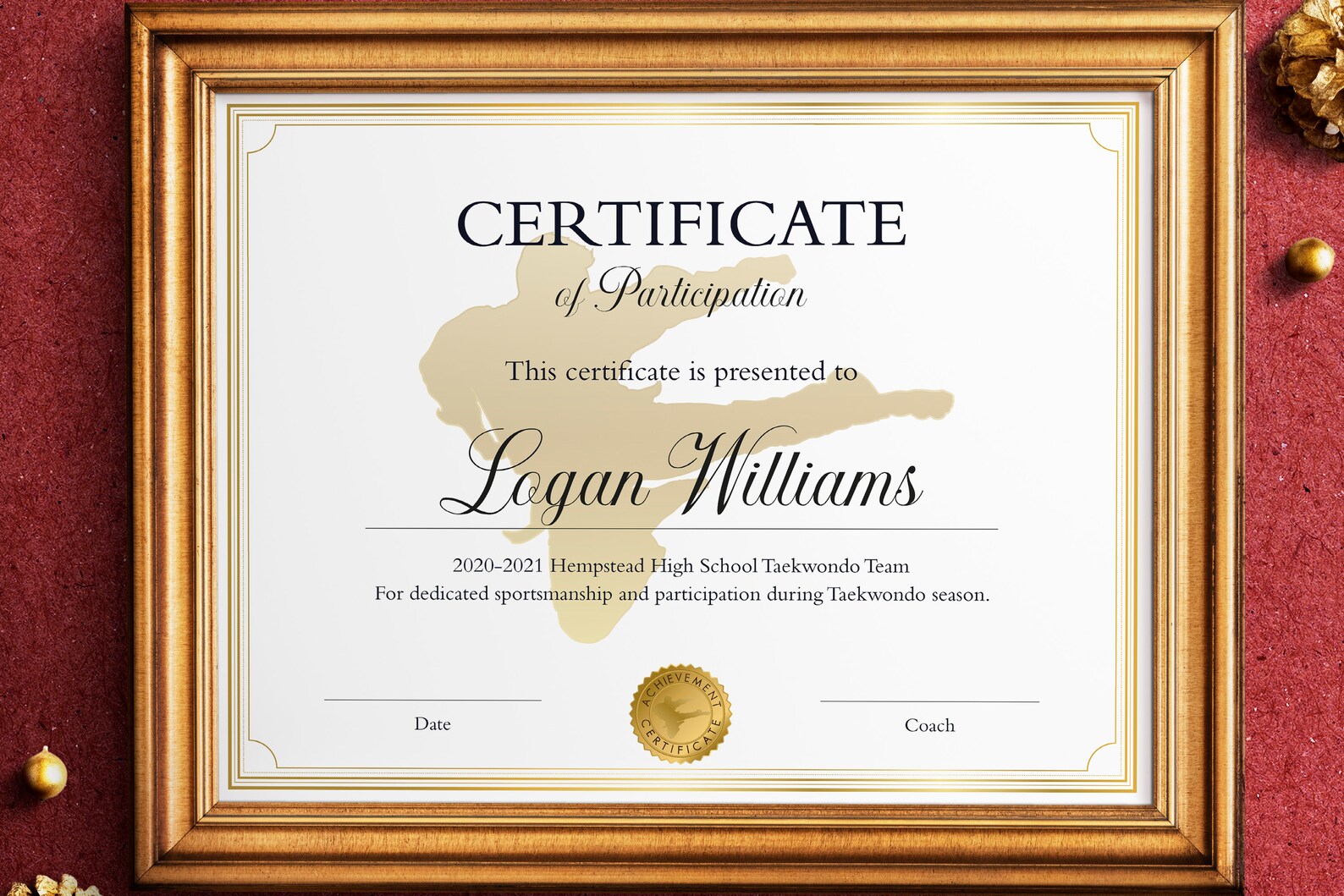 Editable Taekwondo Certificate Template DIY Tae Kwon Do | Etsy