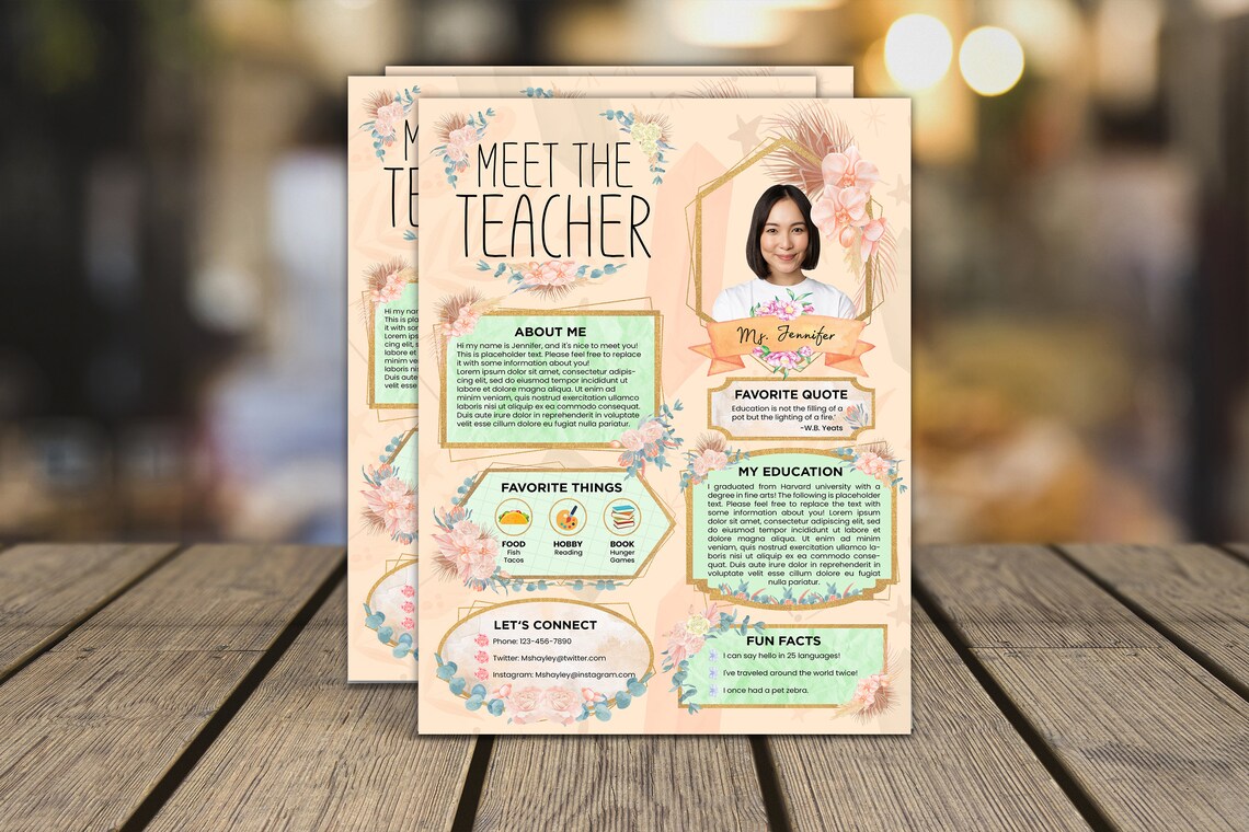 Editable Meet the Teacher Boho Template, Meet the Teacher Editable With ...