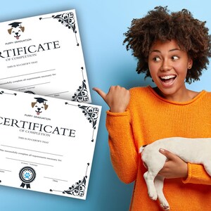 PRINTABLE Blank PDF, Puppy Dog Graduation Certificate Template, Puppy ...