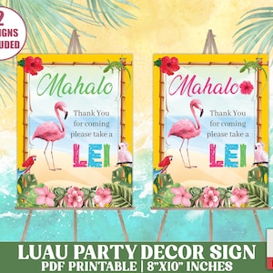 Luau Take A Lei Sign, Luau Party Decorations, Luau Baby Shower, Luau Bridal Shower, Luau Printable, Hawaiian Party Luau Decor