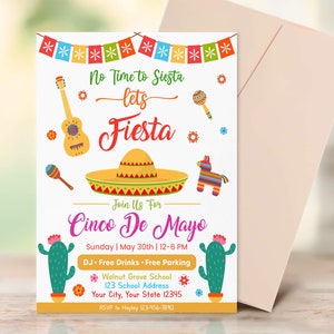 Cinco De Mayo Invitation Template, Editable Fiesta Invitation, Any Occasion Mexican Fiesta Invite