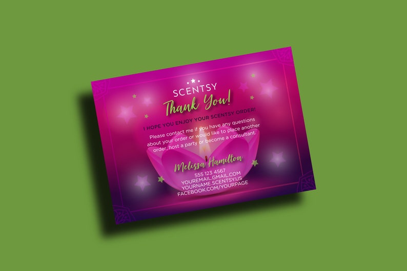 Paper Scentsy Thank You Card Scentsy Business Thank You Card Paper Party Supplies
