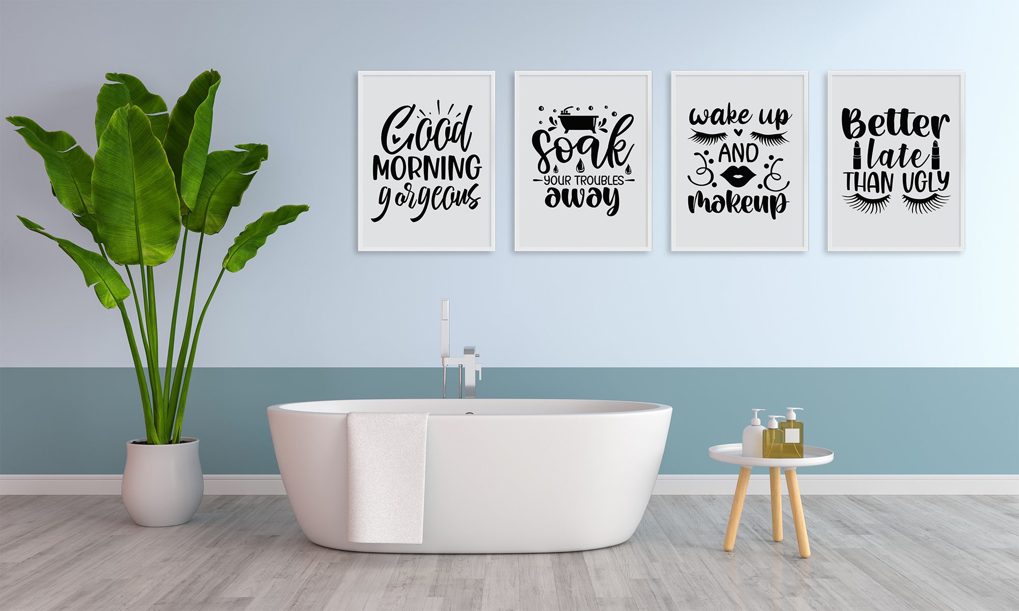 Bathroom Girly Wall Decor Cute Bathroom Art Set of 4 Etsy