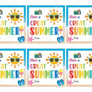 PRINTABLE PDF Have A Great Summer Tag , Colorful Summer Gift Tag, End ...