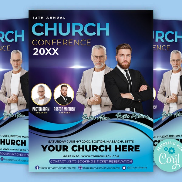 Editable DIY Church Flyer Template, Personalized Conference Flyer Editable with your own Details