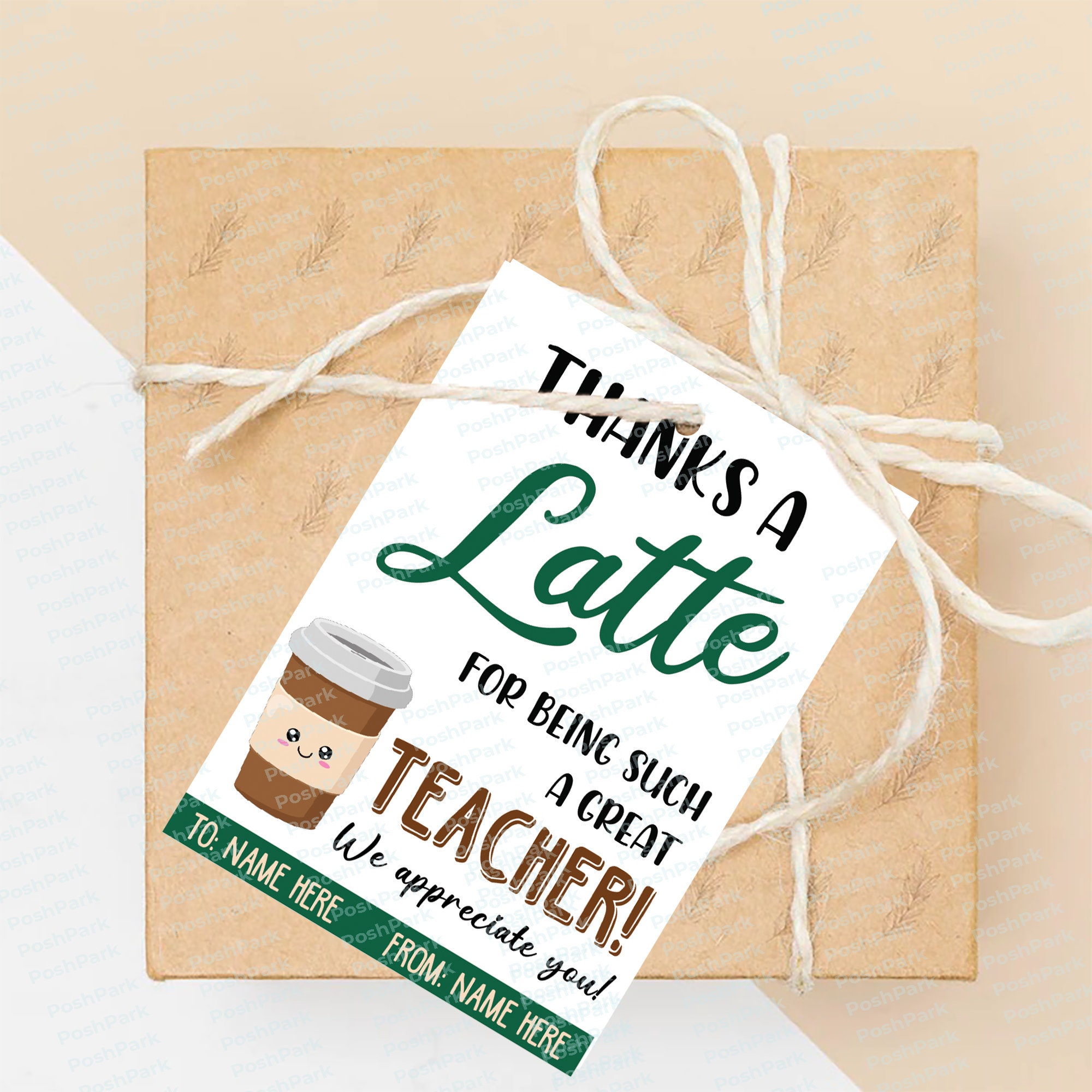 Editable Thanks a Latte Teacher Gift Tag (digital Download) - Etsy ...
