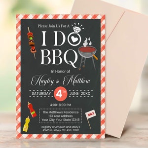 Editable I Do BBQ Invitation, Bridal Shower BBQ Engagement Party Invitation, BBQ Wedding Shower Invitation, Backyard Couple&#39;s Shower Invite