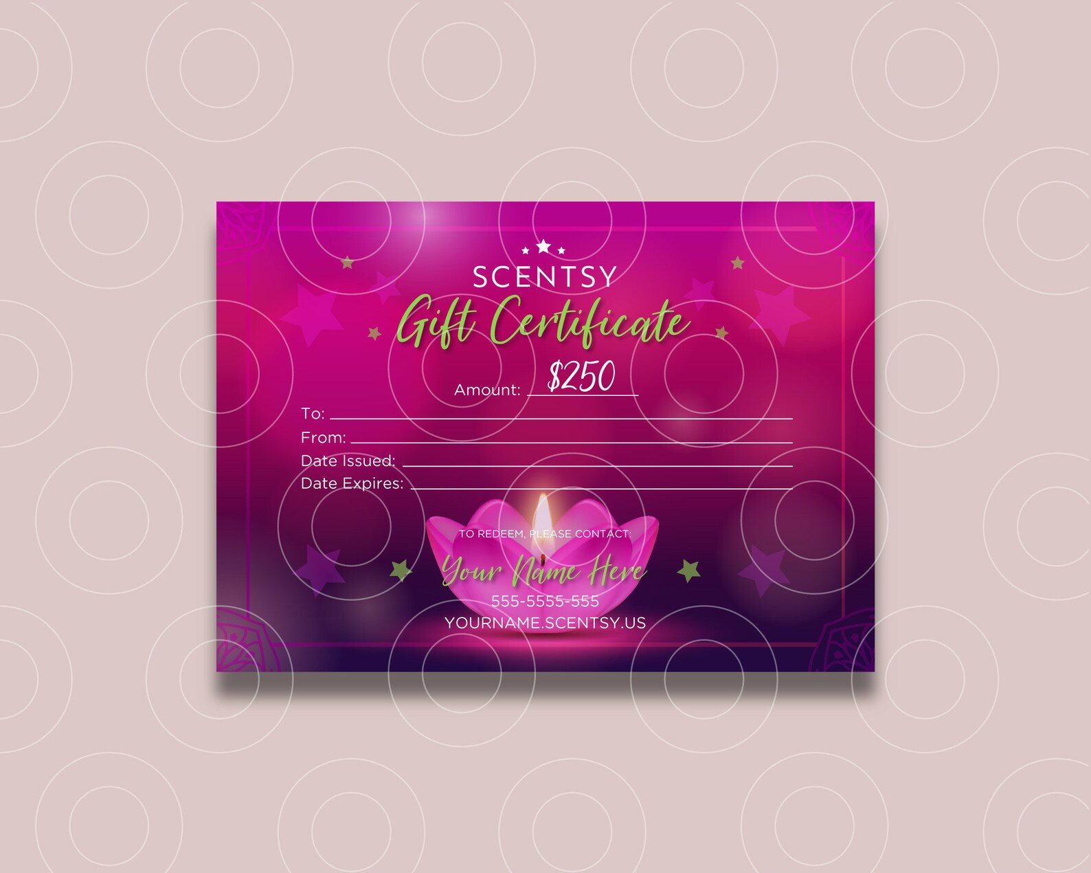 Scentsy Gift Certificate 7X5 Scentsy Certificate Editable Etsy