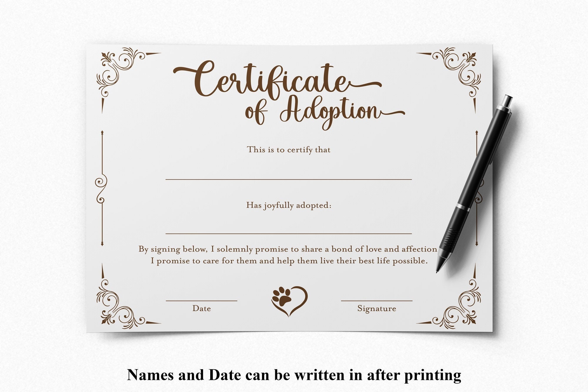 PDF Adoption Certificate Template PRINTABLE Blank Pet - Etsy