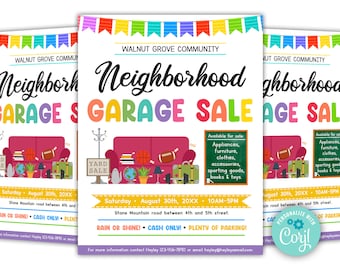 EDITABLE Garage Sale Flyer Temple, Printable Community Yard Sale Flyer, School Church Flyer Fundraiser, Sale Event Template