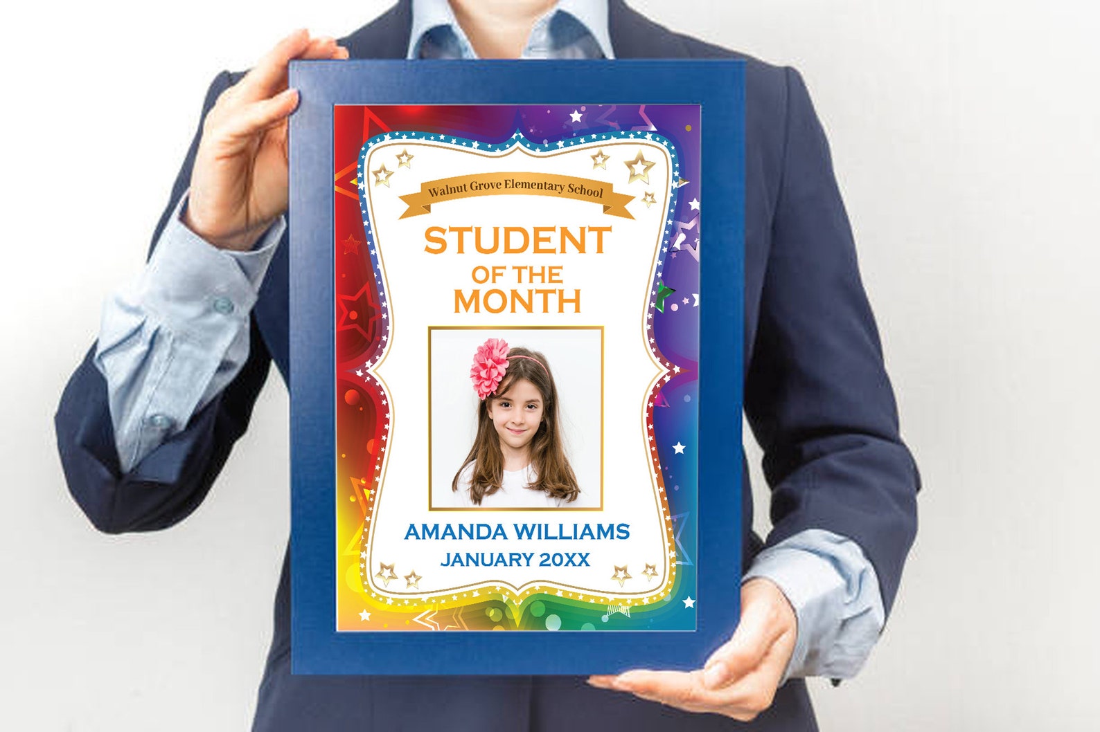 Colorful Student of the Month Certificate With Photo, Editable Student ...