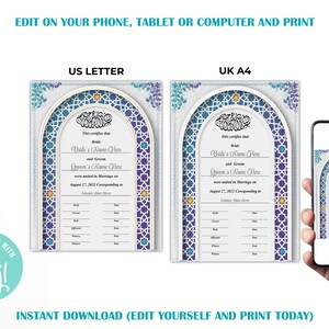Nikah Template, Nikah Certificate, Islamic Marriage Certificate bild 2