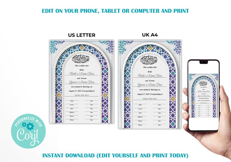 Nikah Template, Nikah Certificate, Islamic Marriage Certificate bild 2