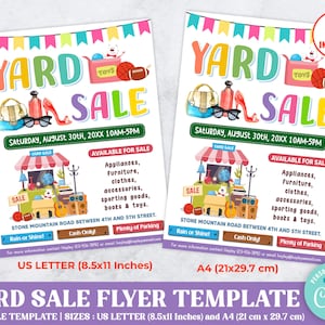 Yard Sale Flyer Template, Sale Event Template, Neighborhood Sale Flyer, Garage Sale Flyer, Instant Download