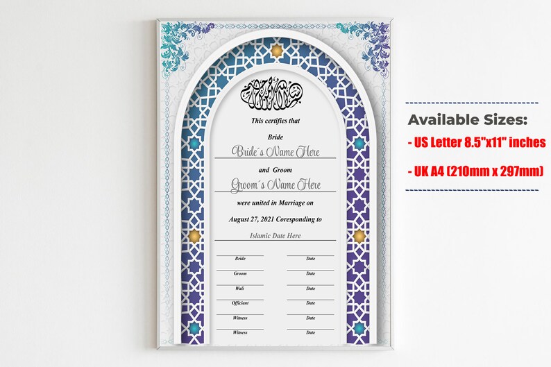 Nikah Template, Nikah Certificate, Islamic Marriage Certificate bild 3