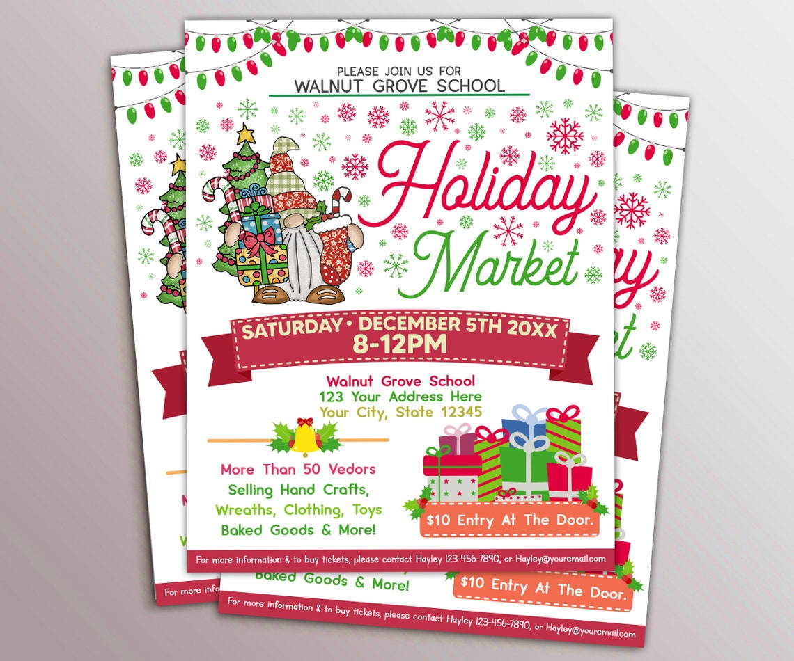 Editable Holiday Market Flyer Template, Community Holiday Event, Church ...