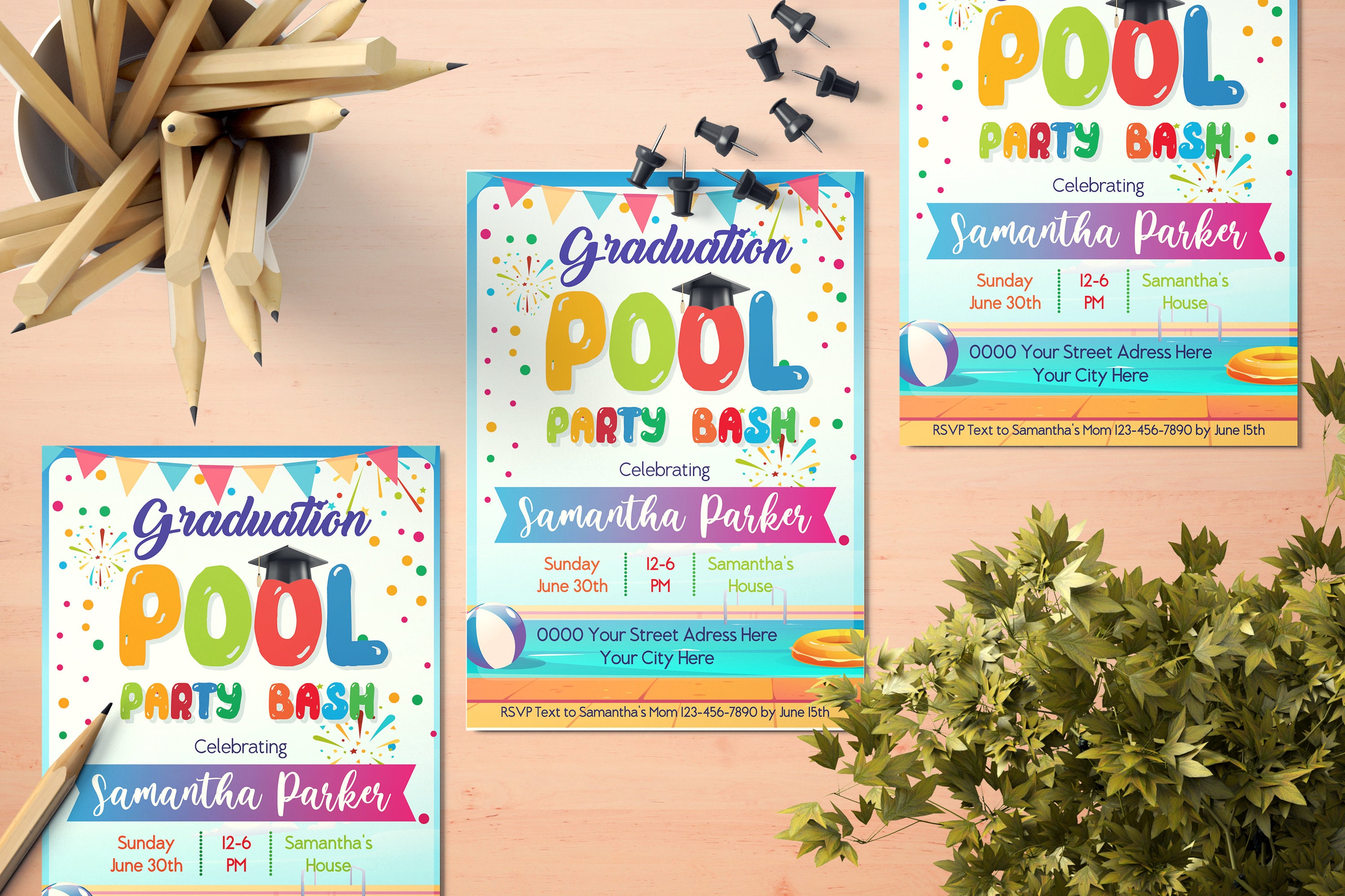 Graduation Pool Party Invitation