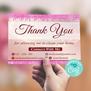Cleaning Business Thank You Card Template | Printable Cleaning Service Thank You Card | Housekeeping Business Thank You Card, House Cleaning