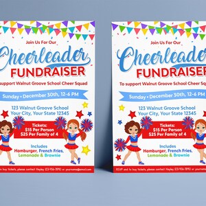 Editable Cheerleader Fundraiser Flyer School PTO PTA - Etsy