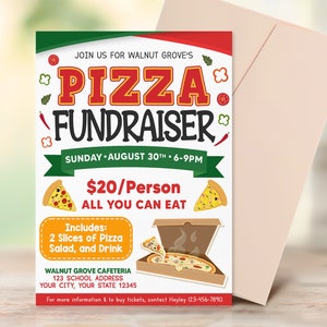 Editable Pizza Fundraiser Flyer Template, School Event Flyer Template Printable, PTO PTA Church School Charity Nonprofit Event Poster