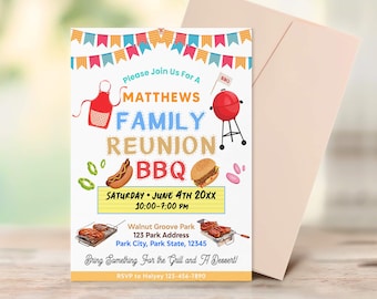 Family Reunion Invitation, BBQ Family Picnic Invitation, Family Cookout, Summer BBQ Barbeque Family Party Reunion Invite