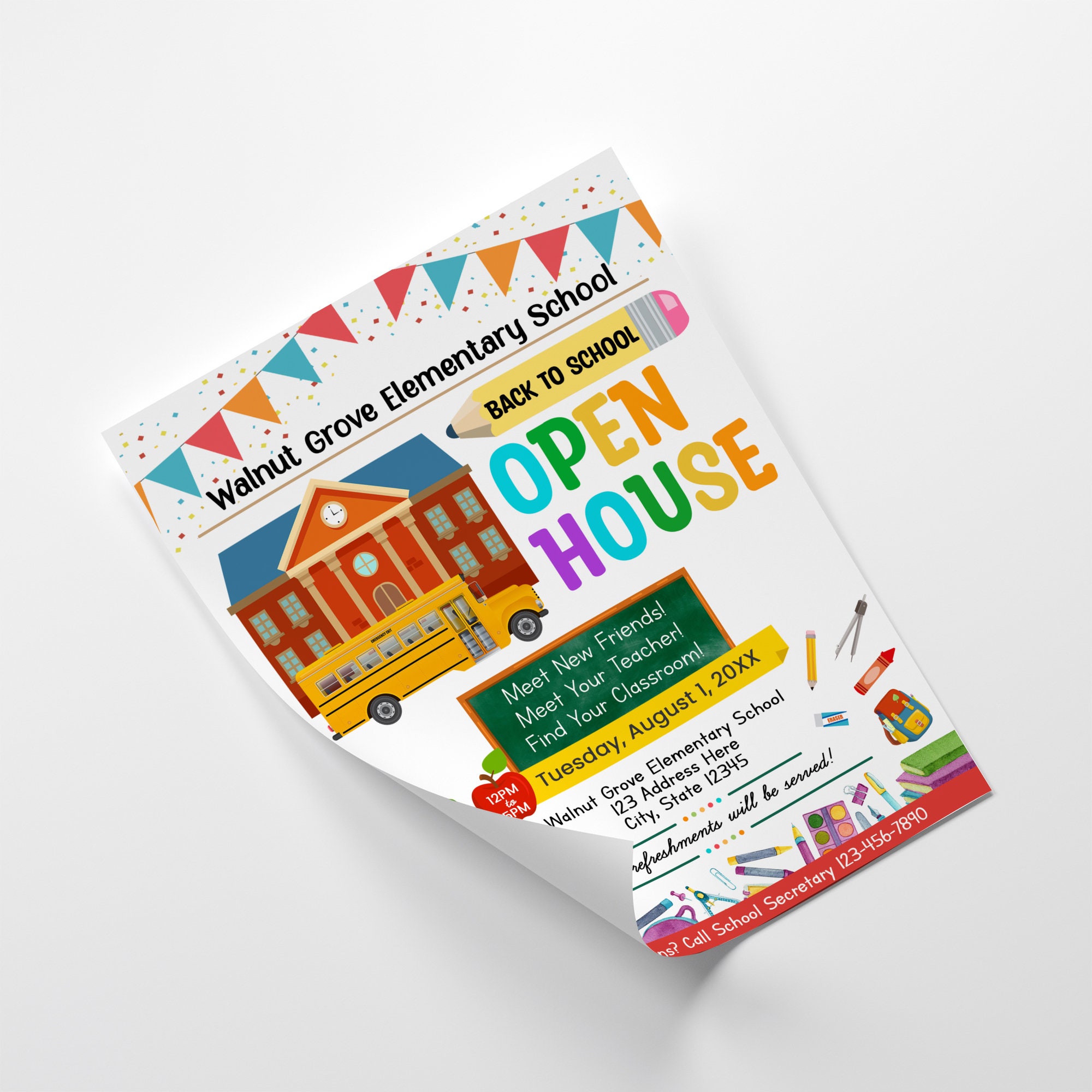 EDITABLE School Open House Flyer Template, Printable Back to School ...