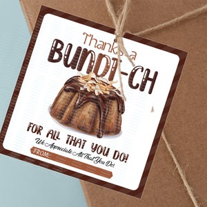 Bundt Cake PRINTABLE Tag, Bundt Cake Appreciation Gift Tags, Thanks a ...
