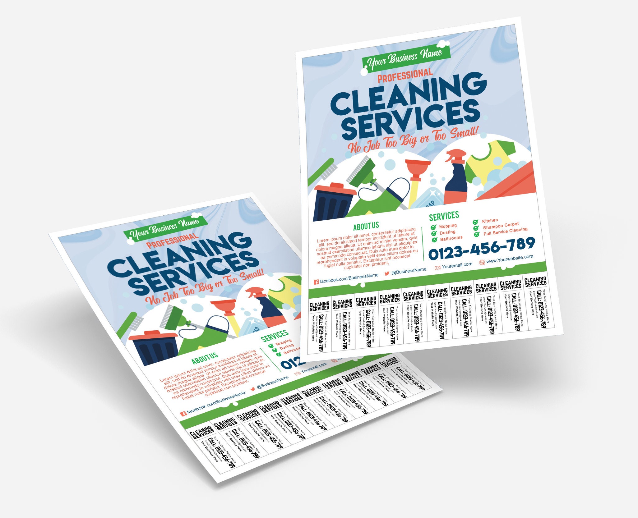 EDITABLE Cleaning Services Flyer Template With Tear-off Tabs - Etsy