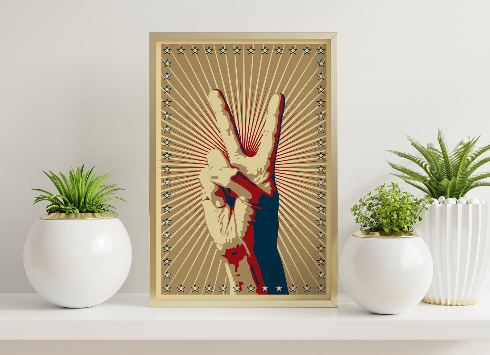 Funky Peace Sign Wall Decor Peace Sign Hand Wall Art Prints | Etsy
