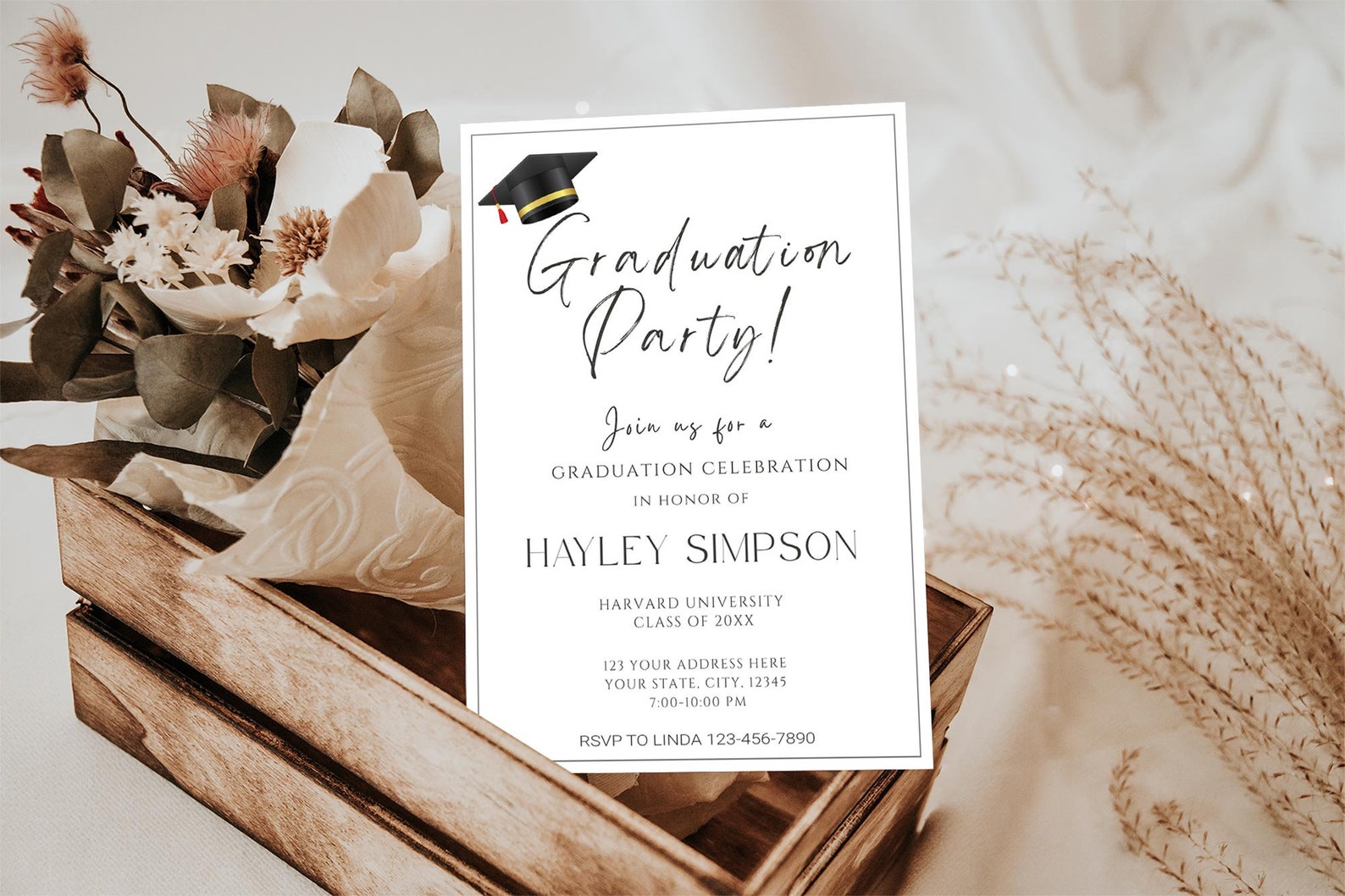 Minimalist Graduation Party Invitation, Grad Party Invitation for High ...