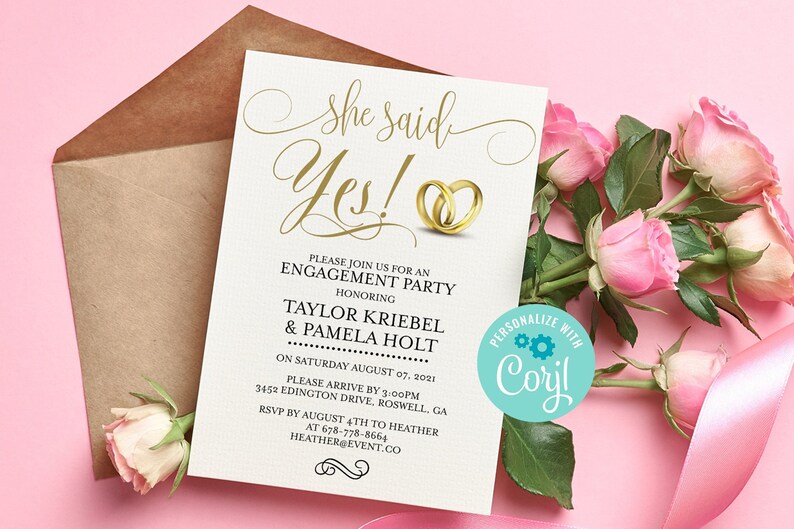 Minimalist She Said Yes Invitation Engagement Party Etsy