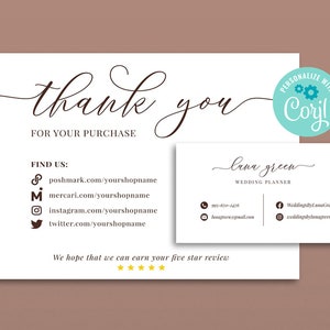 Minimalist Business Card and Thank You Card Template, Business Thank You & Editable Business Cards Template, PDF Personalized Business Cards