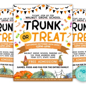 Editable Trunk or Treat Invite, School Neighborhood Church Trunk or Treat Party Template, Trunk or Treat Flyer, Halloween Party Invite