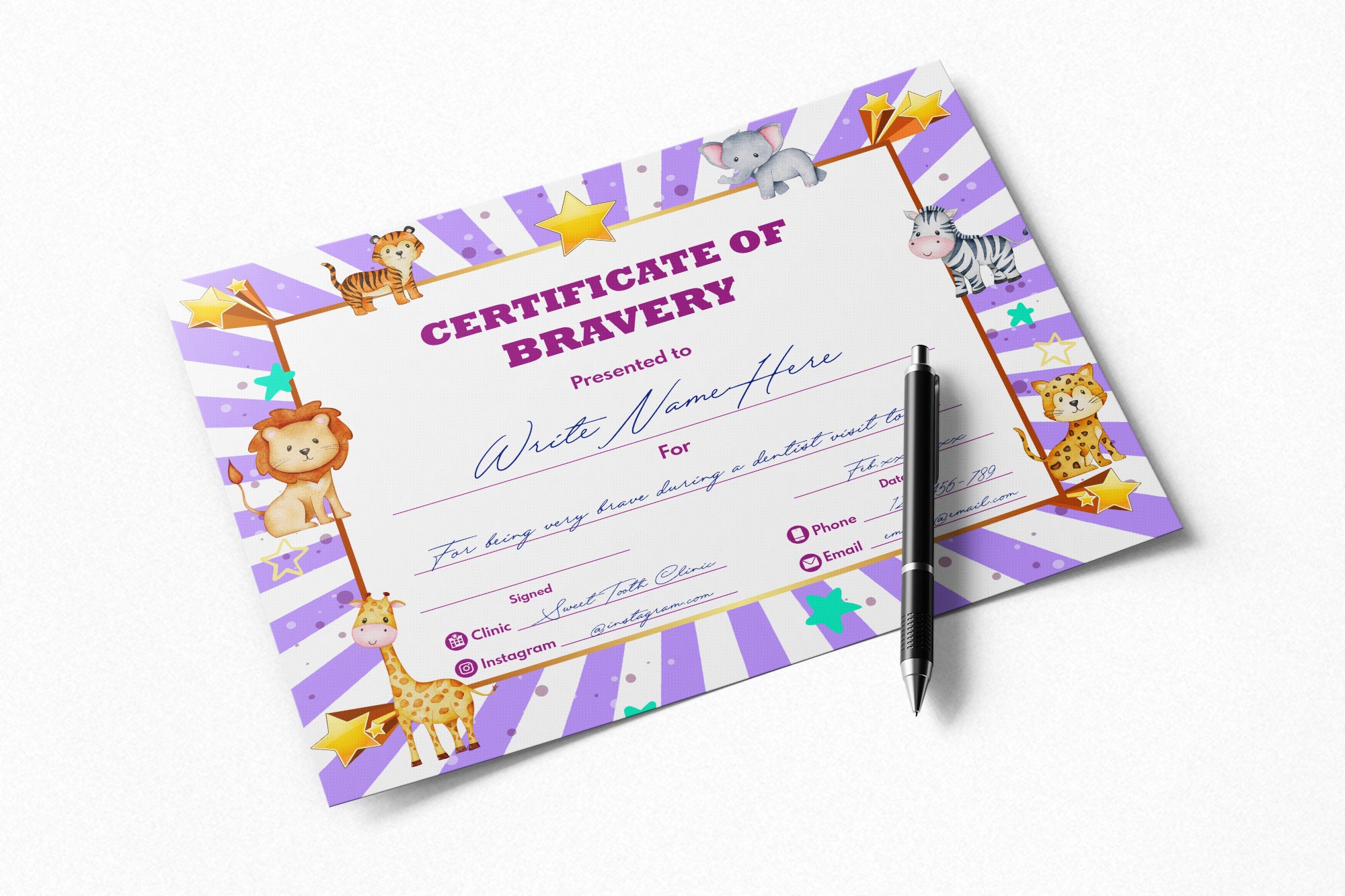 Printable PDF Certificate Of Bravery Cute Animal Theme PDF Kids printable-pdf-certificate-of-bravery-cute-animal-theme-pdf-kids