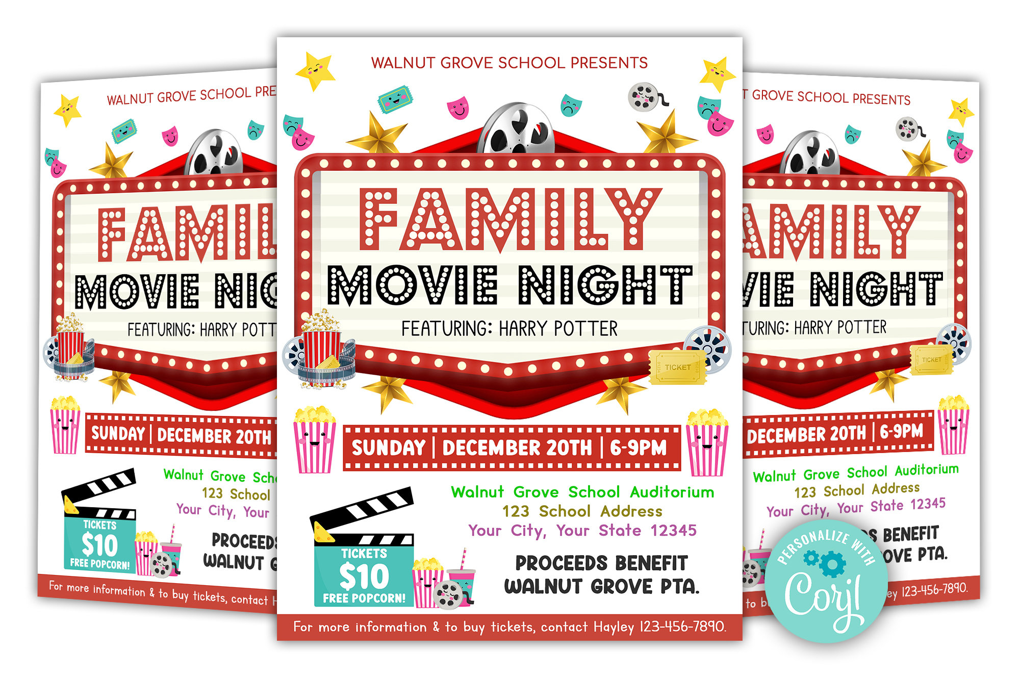 Editable Family Movie Night Flyer School Church Benefit Etsy UK