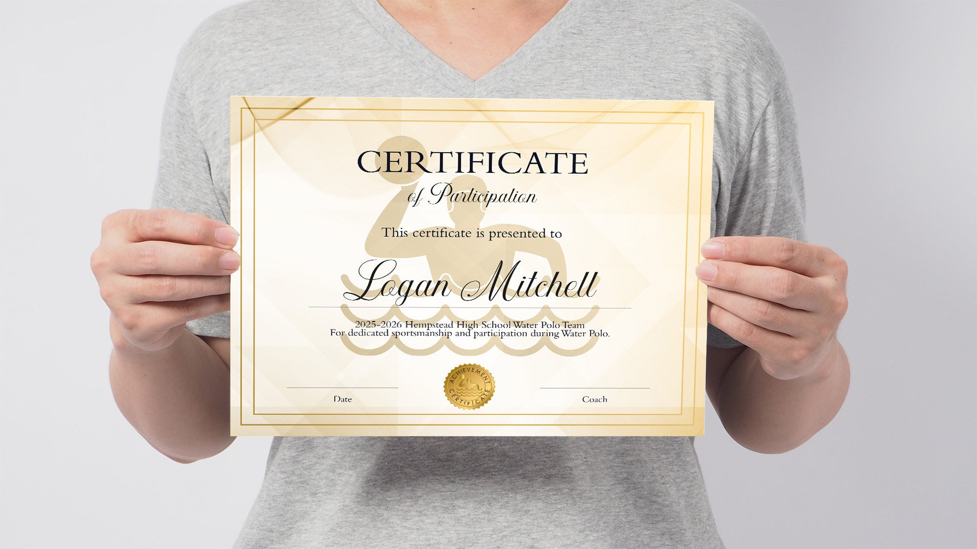 Editable Water Polo Certificate Template Water Polo - Etsy