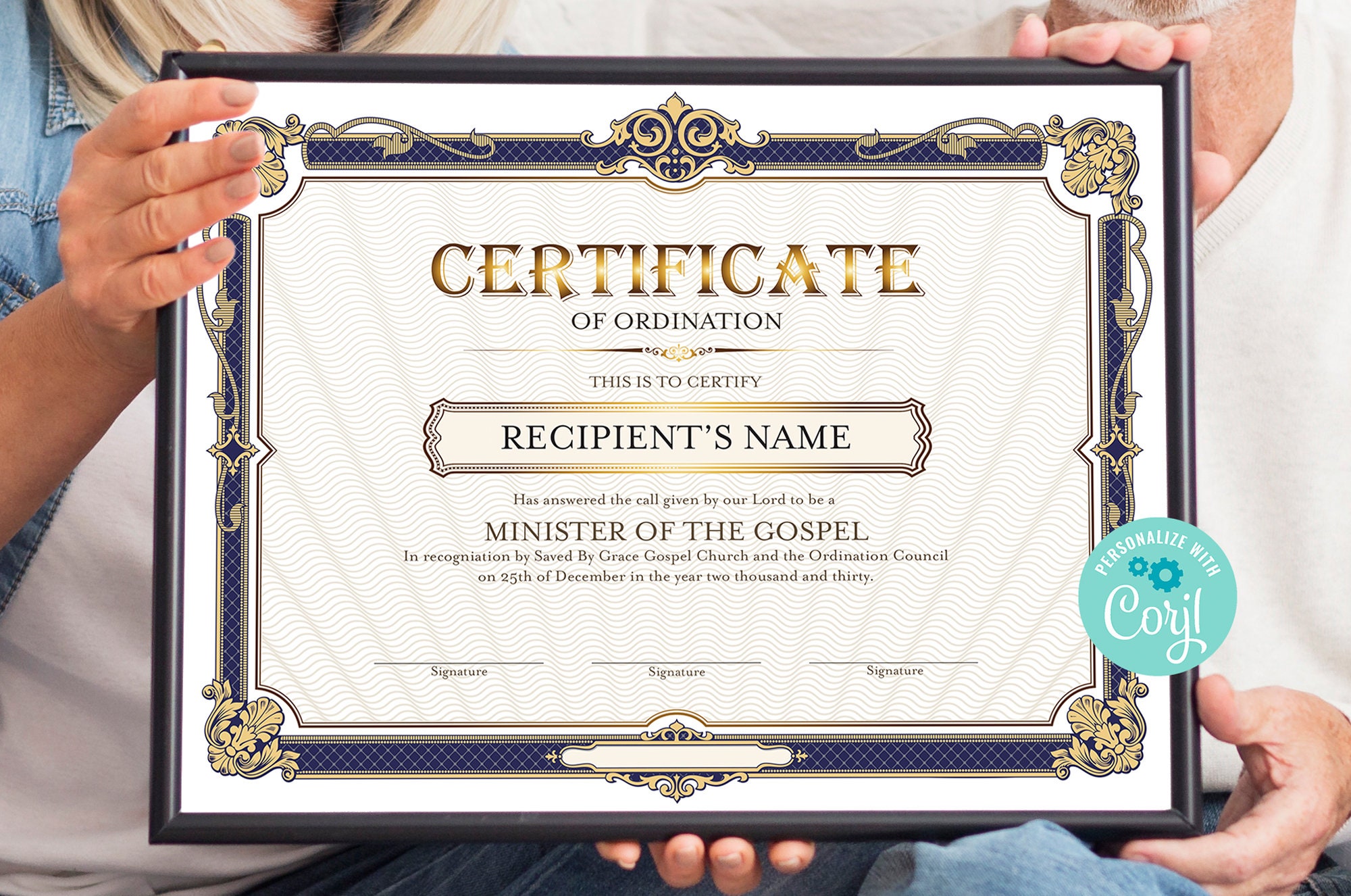 Amazon.com : Certif-Ordination-Minister w/Gold Emboss